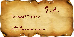 Takaró Alex névjegykártya